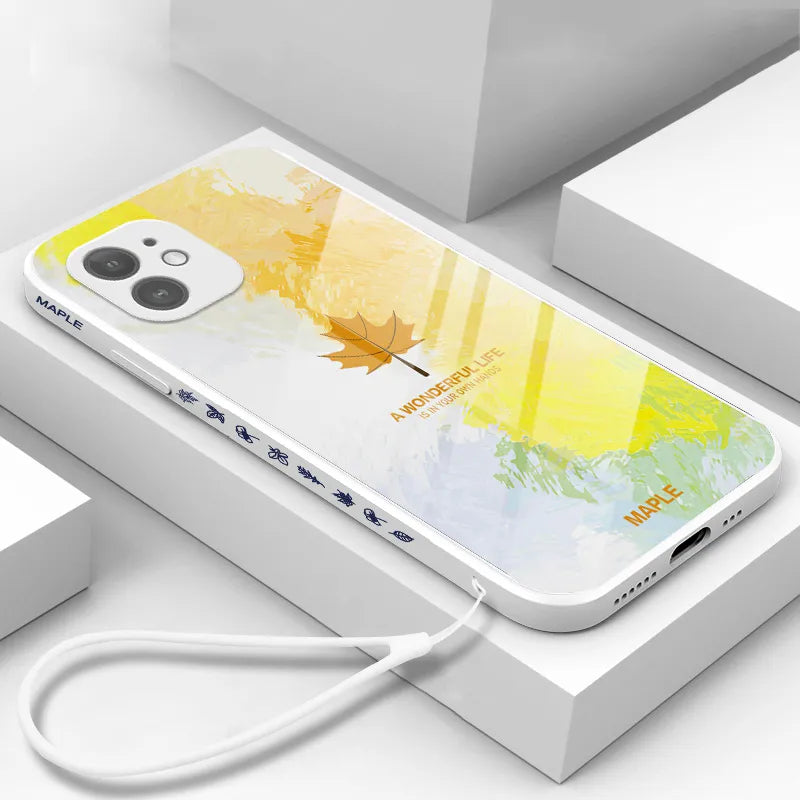 Maple Leaf Design Glass iPhone Case-Exoticase-For iPhone 15 Pro Max-C-