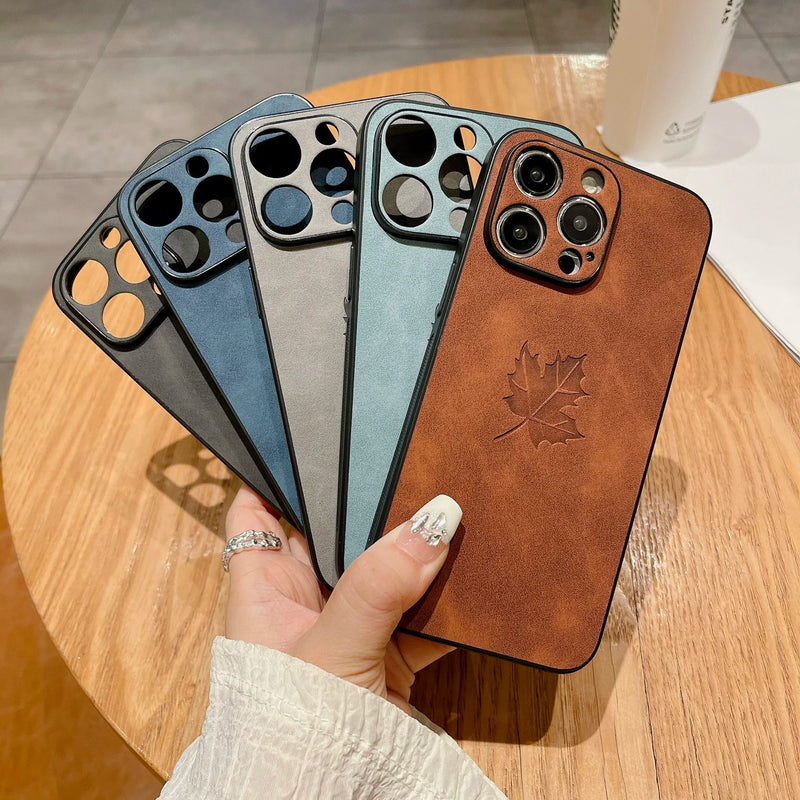 Maple Leaf PU Leather iPhone Case-Exoticase-Exoticase