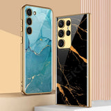 Marble Tempered Glass Samsung S24 Plus Ultra Case-Exoticase-Exoticase