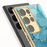 Marble Tempered Glass Samsung S24 Plus Ultra Case-Exoticase-Exoticase