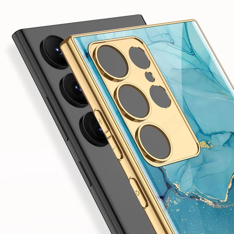 Marble Tempered Glass Samsung S24 Plus Ultra Case-Exoticase-Exoticase