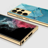 Marble Tempered Glass Samsung S24 Plus Ultra Case-Exoticase-Exoticase