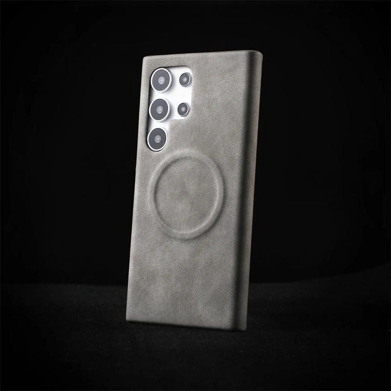 Matte Leather MagSafe Samsung Case-Exoticase-Gray-For Galaxy S23 Ultra-Exoticase