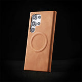 Matte Leather MagSafe Samsung Case-Exoticase-Light Brown-For Galaxy S23 Ultra-Exoticase
