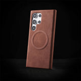 Matte Leather MagSafe Samsung Case-Exoticase-Dark Brown-For Galaxy S23 Ultra-Exoticase