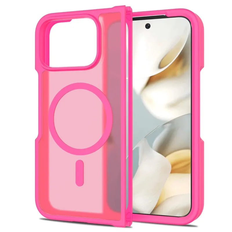 Matte Silicone Shockproof MagSafe Google Pixel Fold Case-Exoticase-Rose Red-Pixel 10 Pro Fold-Exoticase