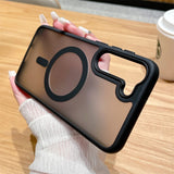 Matte Transparent Silicone Wireless Charging Samsung Case-Exoticase-For Samsung S23 Ultra-Black-