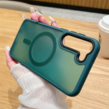 Matte Transparent Silicone Wireless Charging Samsung Case-Exoticase-For Samsung S23 Ultra-Green-