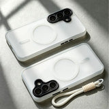 MatteSilicone MagSafe Samsung Case with Strap-Exoticase-White-Galaxy S25-Exoticase