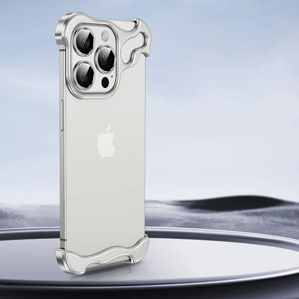 Metal Rimless iPhone Bumper Case - Exoticase - For iPhone 15 Pro Max / Silver