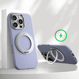 Metallic Accented MagSafe Ring Stand Leather iPhone Case-Exoticase-For iPhone 16 Pro Max-Purple-Exoticase