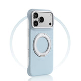 Metallic Accented MagSafe Ring Stand Leather iPhone Case-Exoticase-For iPhone 17 Pro Max-Blue Frameless-Exoticase