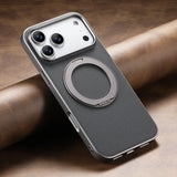 Metallic Accented MagSafe Ring Stand Leather iPhone Case-Exoticase-For iPhone 17 Pro Max-Gray-Exoticase