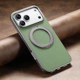 Metallic Accented MagSafe Ring Stand Leather iPhone Case-Exoticase-For iPhone 17 Pro Max-Green-Exoticase
