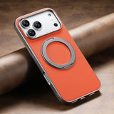 Metallic Accented MagSafe Ring Stand Leather iPhone Case-Exoticase-For iPhone 17 Pro Max-Orange-Exoticase