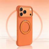 Metallic Accented MagSafe Ring Stand Leather iPhone Case-Exoticase-For iPhone 17 Pro Max-Orange Frameless-Exoticase