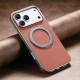 Metallic Accented MagSafe Ring Stand Leather iPhone Case-Exoticase-For iPhone 17 Pro Max-Red-Exoticase