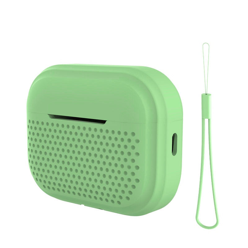 Micro Holes Silicone AirPods Case-Exoticase-For Airpods Pro 2-Light Green-