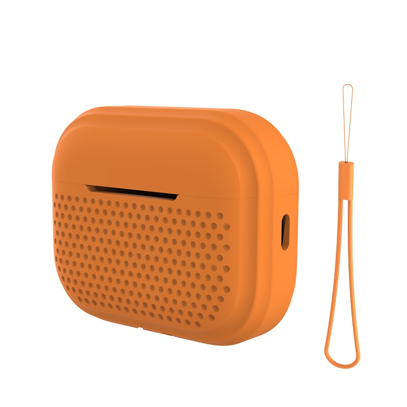 Micro Holes Silicone AirPods Case-Exoticase-For Airpods Pro 2-Orange-Exoticase