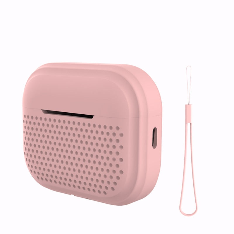 Micro Holes Silicone AirPods Case-Exoticase-For Airpods Pro 2-Pink-