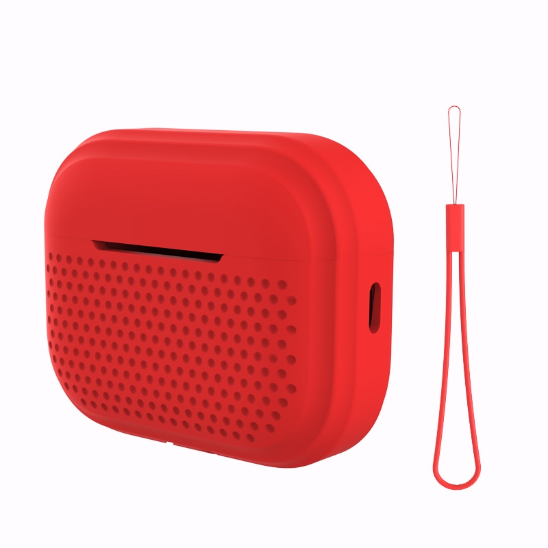 Micro Holes Silicone AirPods Case-Exoticase-For Airpods Pro 2-Red-Exoticase