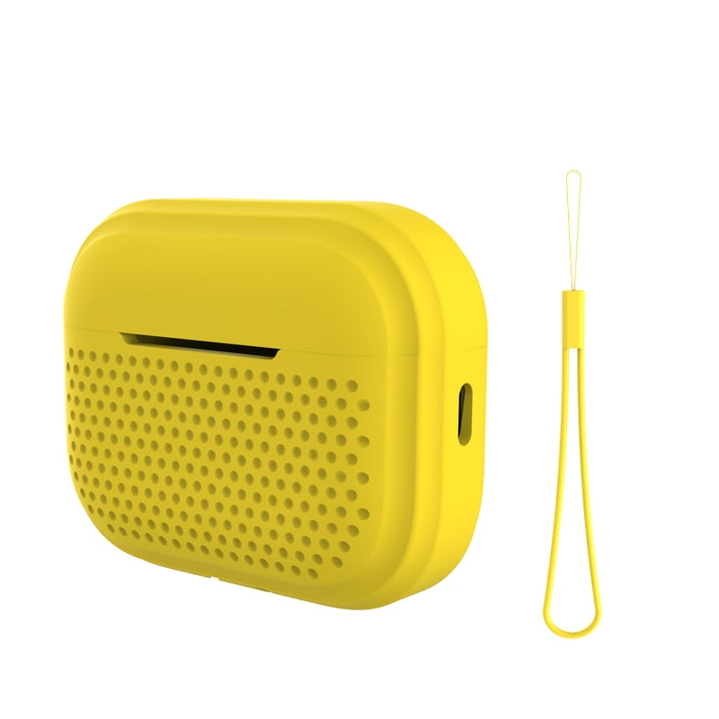 Micro Holes Silicone AirPods Case-Exoticase-For Airpods Pro 2-Yellow-