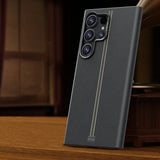 Mid Stitched Retro Leather MagSafe Samsung Case-Exoticase-For Galaxy S25 Ultra-Gray-Exoticase