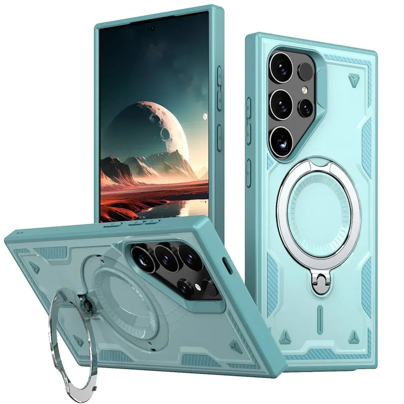 Military Armor Anti-shock Samsung Case With Ring-Exoticase-For Samsung S25 Ultra-Tiffany Blue-Exoticase