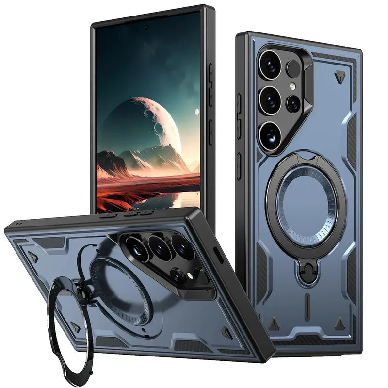 Military Armor Anti-shock Samsung Case With Ring-Exoticase-For Samsung S25 Ultra-Navy Blue-Exoticase