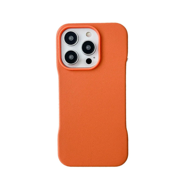 Minimalistic Frameless Genuine Leather iPhone Case-iPhone Leather Case-Exoticase-For iPhone 15 Pro Max-Orange-