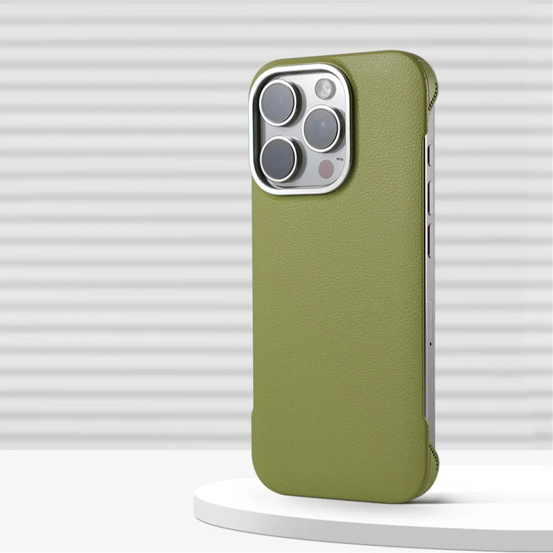 Minimalistic Frameless PU Leather iPhone Case-iPhone Leather Case-Exoticase-For iPhone 16 Pro Max-Green-Exoticase