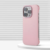 Minimalistic Frameless PU Leather iPhone Case-iPhone Leather Case-Exoticase-For iPhone 16 Pro Max-Pink-Exoticase