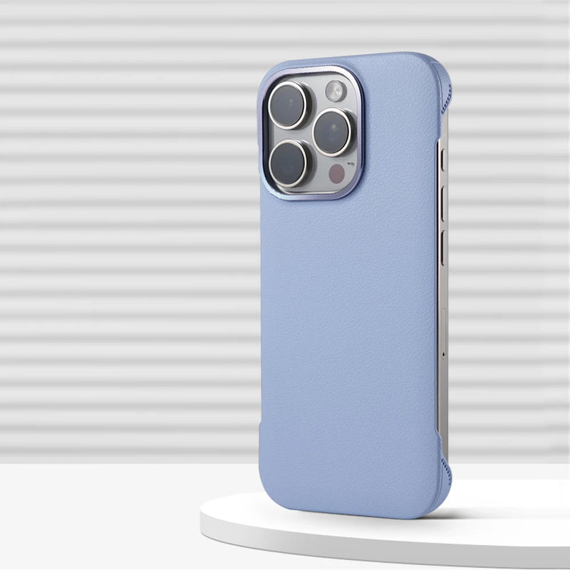 Minimalistic Frameless PU Leather iPhone Case-iPhone Leather Case-Exoticase-For iPhone 16 Pro Max-Purple-Exoticase