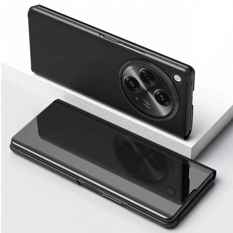 Mirror Clear View Flip Case For Oneplus Open-Exoticase-Black-Exoticase