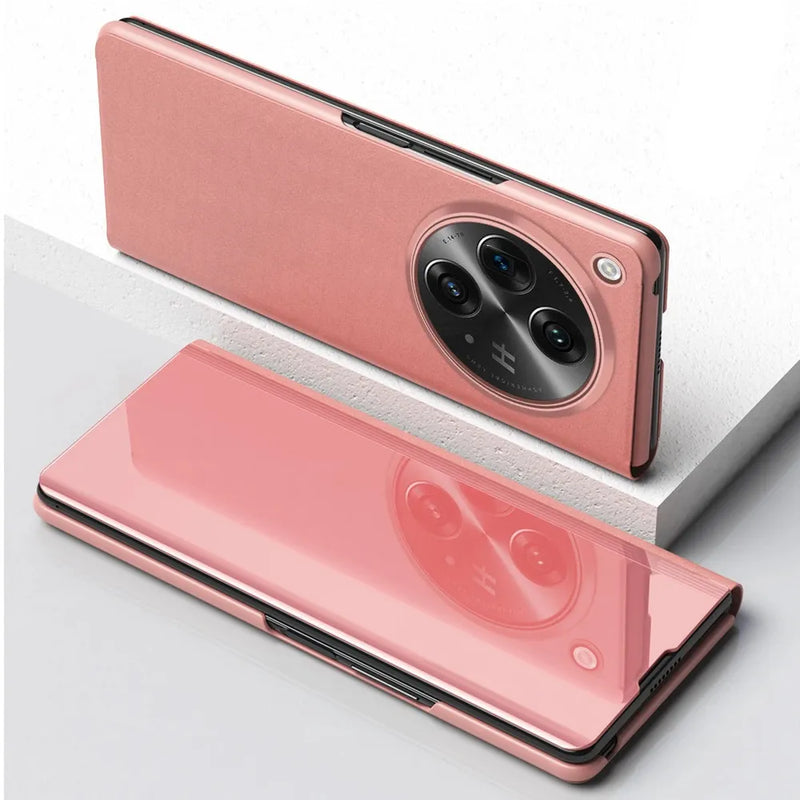 Mirror Clear View Flip Case For Oneplus Open-Exoticase-Pink-Exoticase