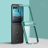 Motorola Razr+ Plated Sides Transparent Back Case-Exoticase-Green with hinge-for Razr+ 2024-Exoticase