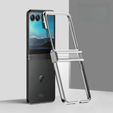Motorola Razr+ Plated Sides Transparent Back Case-Exoticase-Silver with hinge-for Razr+ 2024-Exoticase