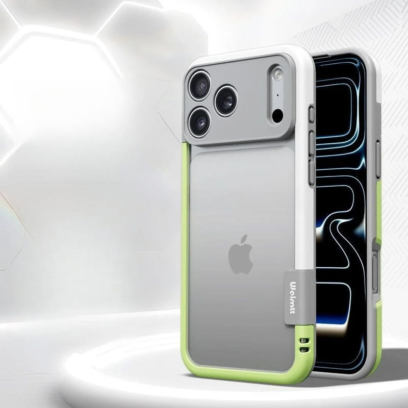 Multi Color Silicone iPhone Bumper Frame-Exoticase-For iPhone 17 Pro Max-White Green-Exoticase