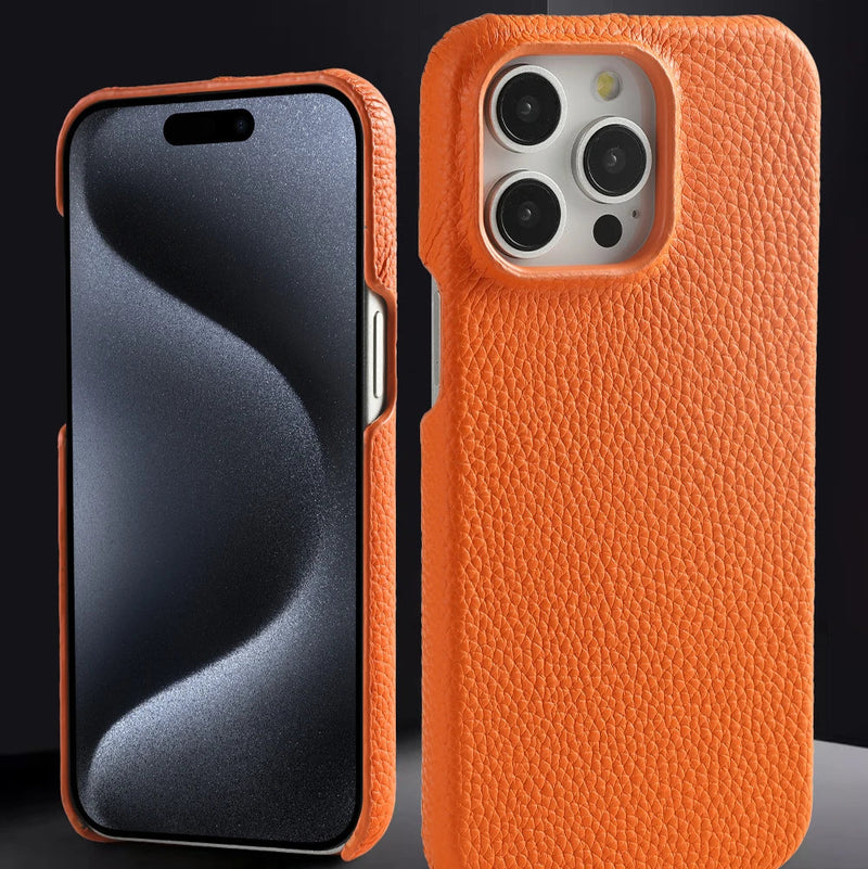 Natural Cowhide Lychee Leather iPhone Case-Exoticase-Exoticase