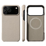 Natural Cowhide Lychee Leather iPhone Case-Exoticase-For iPhone 17 Pro Max-Gray-Exoticase