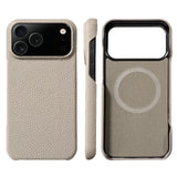 Natural Cowhide Lychee Leather iPhone Case-Exoticase-For iPhone 17 Pro Max-Gray-Exoticase