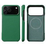 Natural Cowhide Lychee Leather iPhone Case-Exoticase-For iPhone 17 Pro Max-Green-Exoticase
