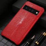 Natural Stingray Leather Google Pixel Case-Exoticase-For Pixel 10 Pro XL-Red-Exoticase