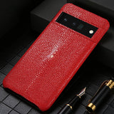 Natural Stingray Leather Google Pixel Case-Exoticase-For Pixel 10 Pro XL-Red-Exoticase