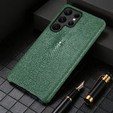 Natural Stingray Leather Samsung Case - Exoticase - For Galaxy S24 Ultra / Green