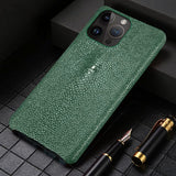 Natural Stingray Leather iPhone Case-Exoticase-For iPhone 16 Pro Max-Green-Exoticase