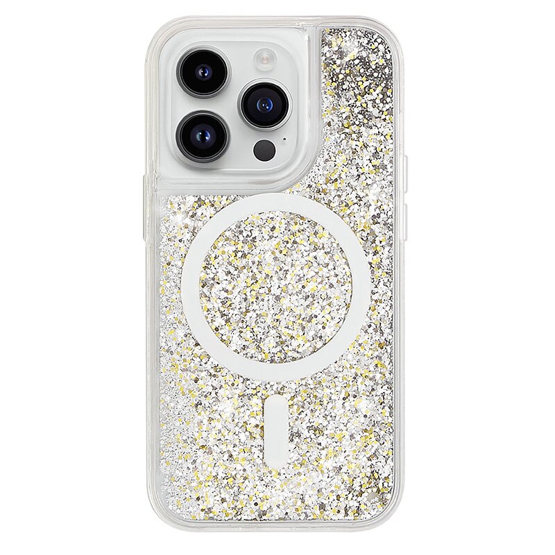 Neon Liquid Quicksand Glitter MagSafe iPhone Case-Exoticase-For iPhone 14 Pro Max-White-