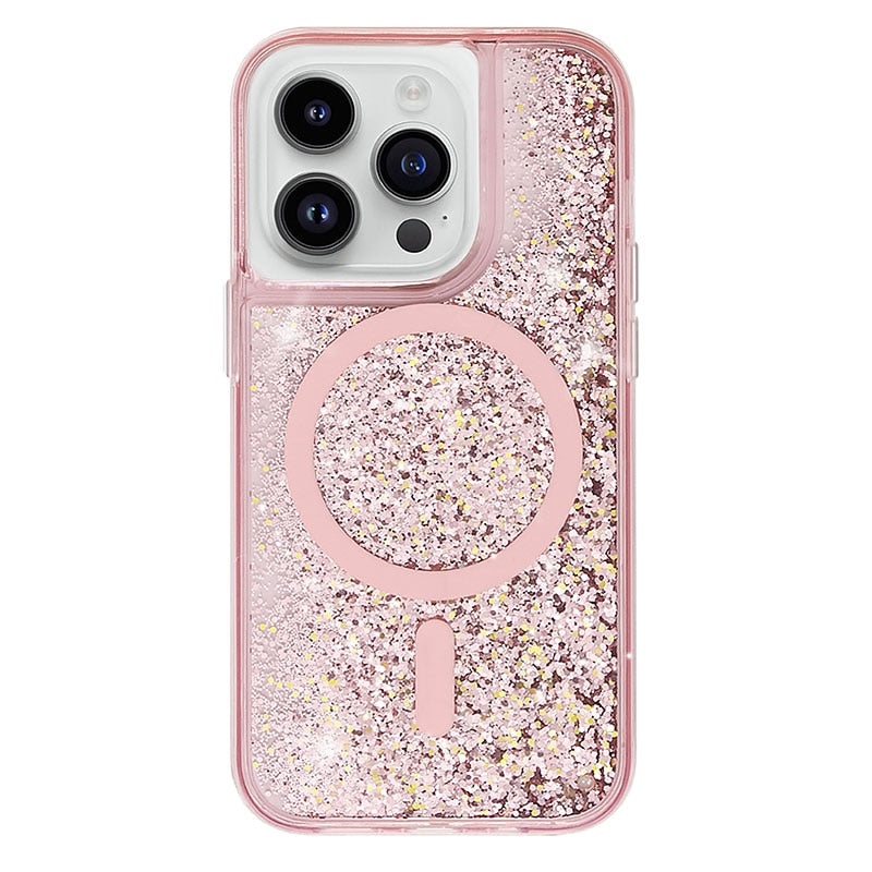 Neon Liquid Quicksand Glitter MagSafe iPhone Case, For iPhone 17 Air / Pink Neon Liquid Quicksand Glitter MagSafe iPhone Case, For iPhone 17 Air / Pink