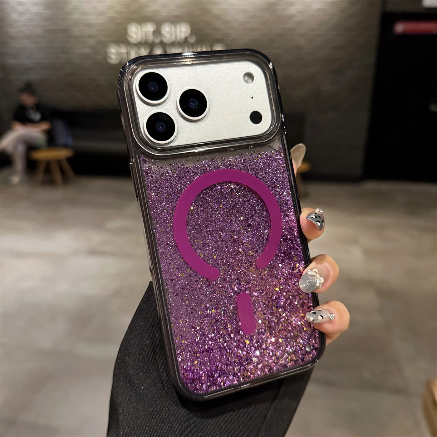Neon Liquid Quicksand Glitter MagSafe iPhone Case, For iPhone 15 / Purple Neon Liquid Quicksand Glitter MagSafe iPhone Case, For iPhone 15 / Purple
