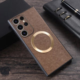Nylon Cloth Texture Wireless Charging Compatible Samsung Case-Exoticase-For Samsung S23 Ultra-Coffee-